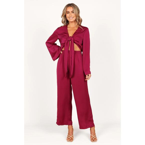SNDYS. Revolve Women's Size XL Magenta Purple Satin Pluto Jumpsuit New With Tag